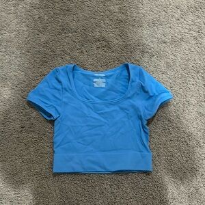 blue tight crop top